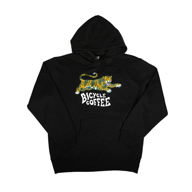 BICYCLE COFFEE (ﾊﾞｲｼｸﾙｺｰﾋｰ) - Monstera Tiger Hoodie (ﾓﾝｽﾃﾗﾀｲｶﾞｰﾌｰﾃﾞｨｰ) Black