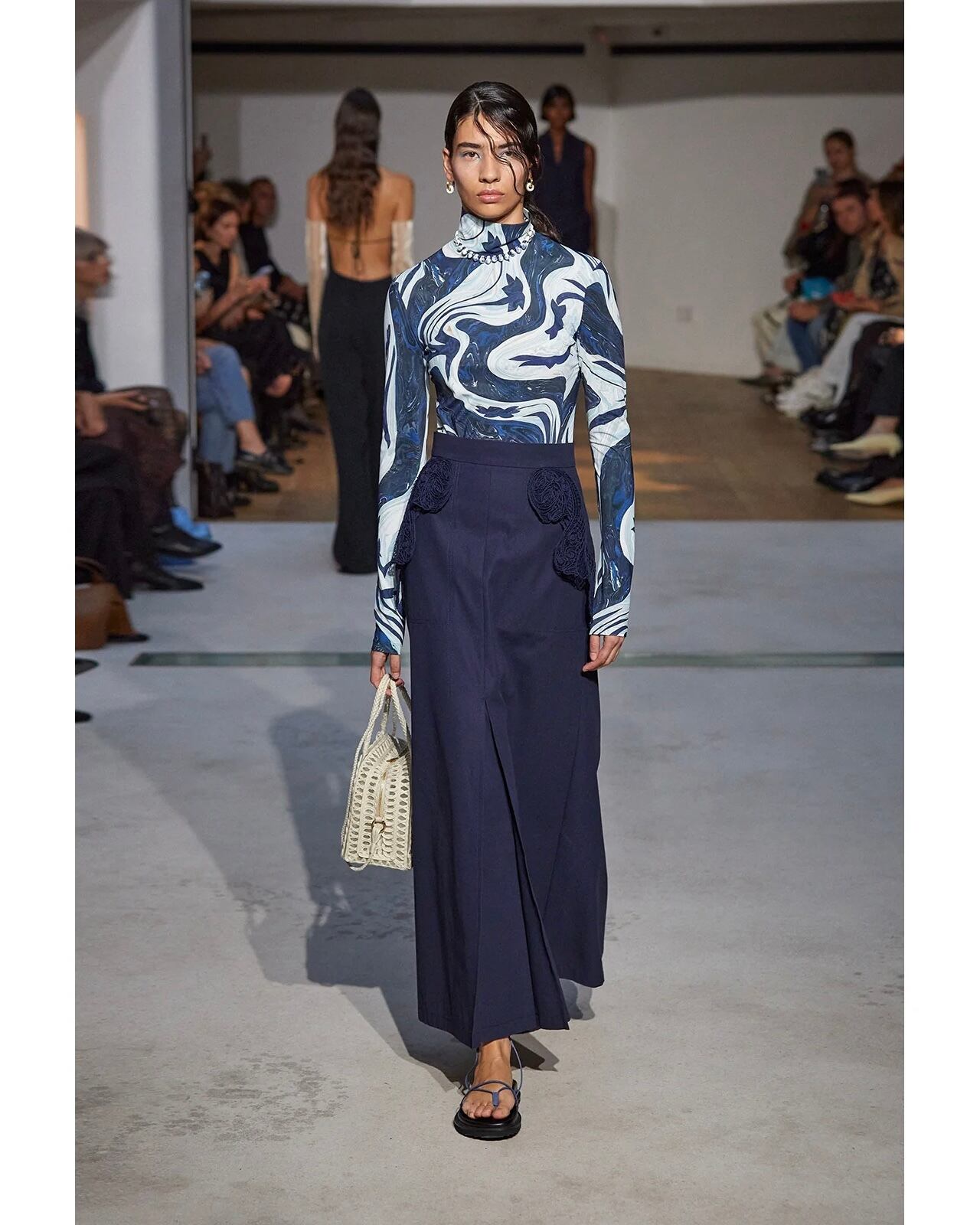 i*e様 Mame Kuroguchi マーブル柄長袖トップス サイズ3 Marble Print High Neck Jersey