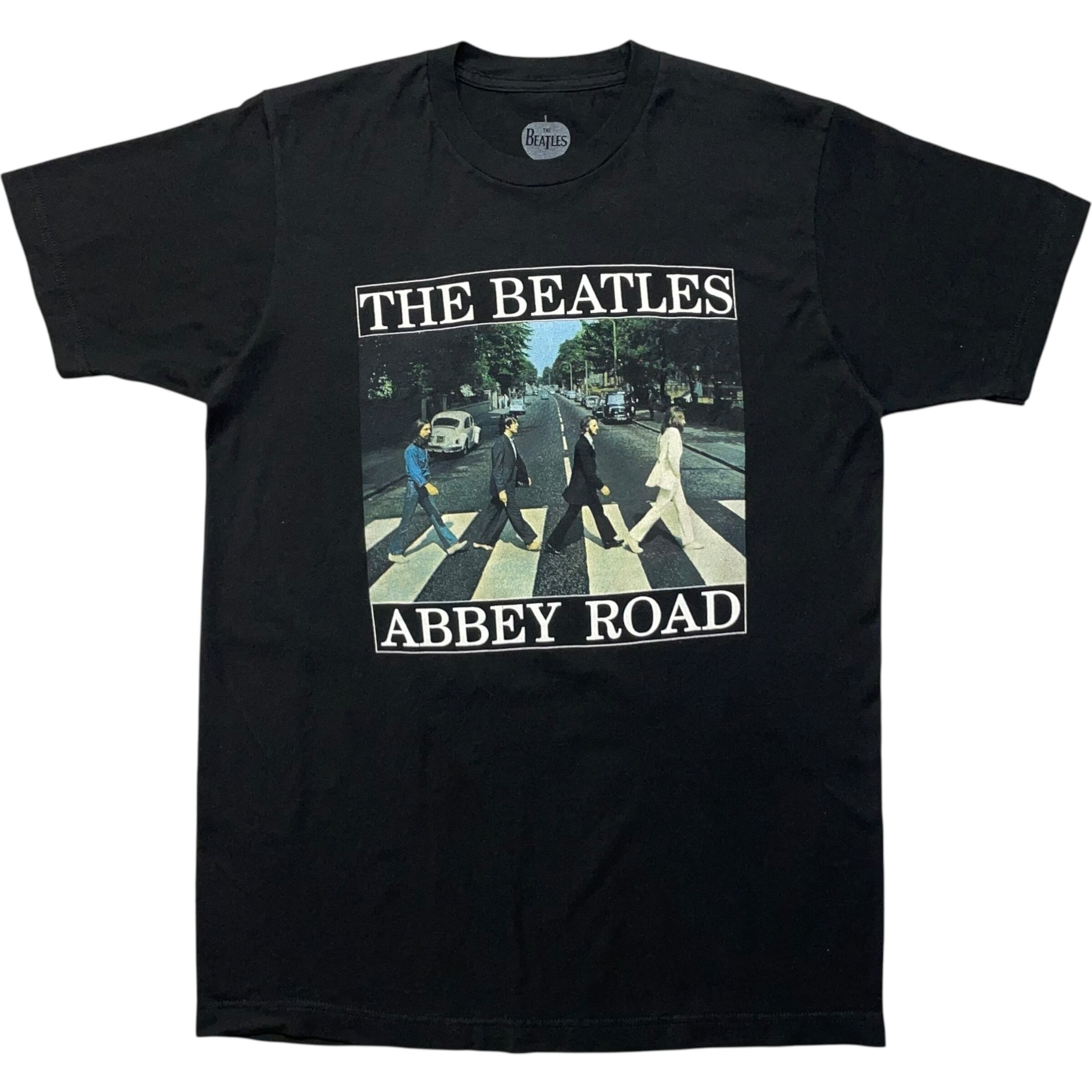 《M》THE BEATLES ビートルズ Tシャツ THE BEATLES ABBEY ROAD フロントプリント ブラック no.8478
