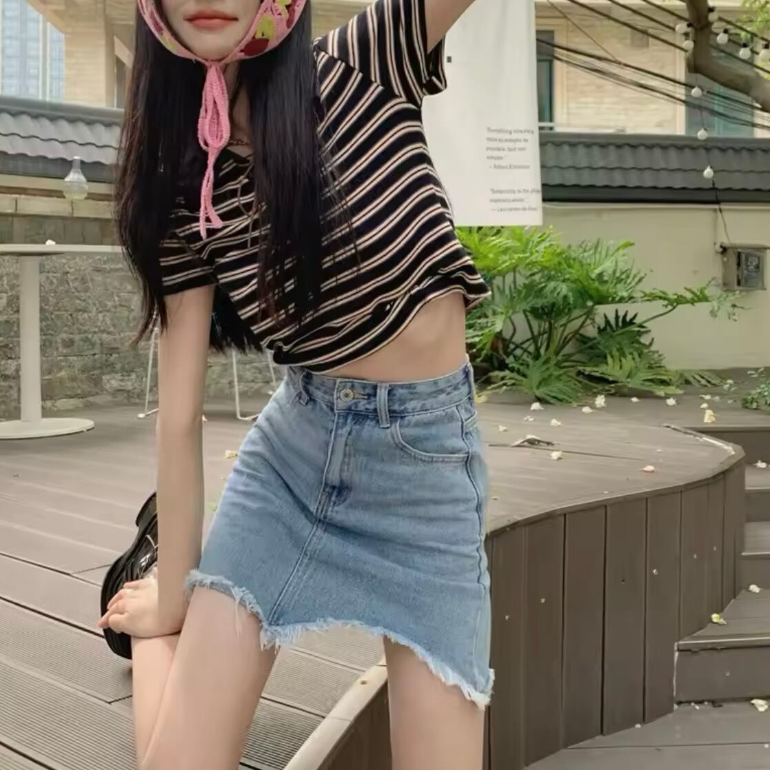 リボンボーダーポロシャツ