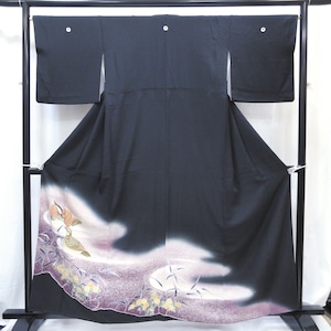 着物・黒留袖・菊・おしどり・正絹・No.200701-0083・梱包サイズ80