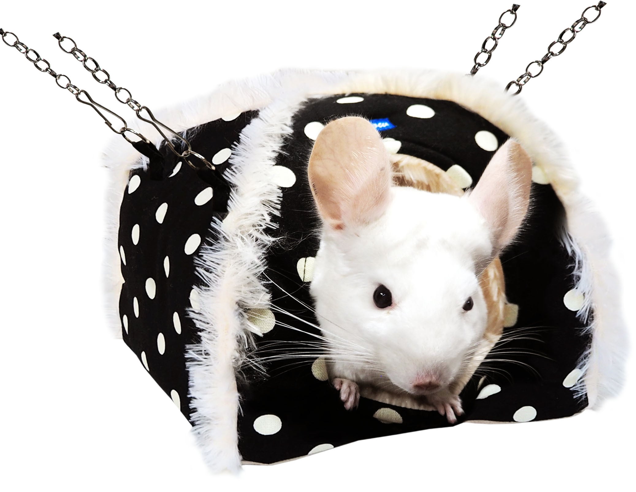 【小動物用品】ゆらゆらテントハウス　水玉レッド/水玉ブラック