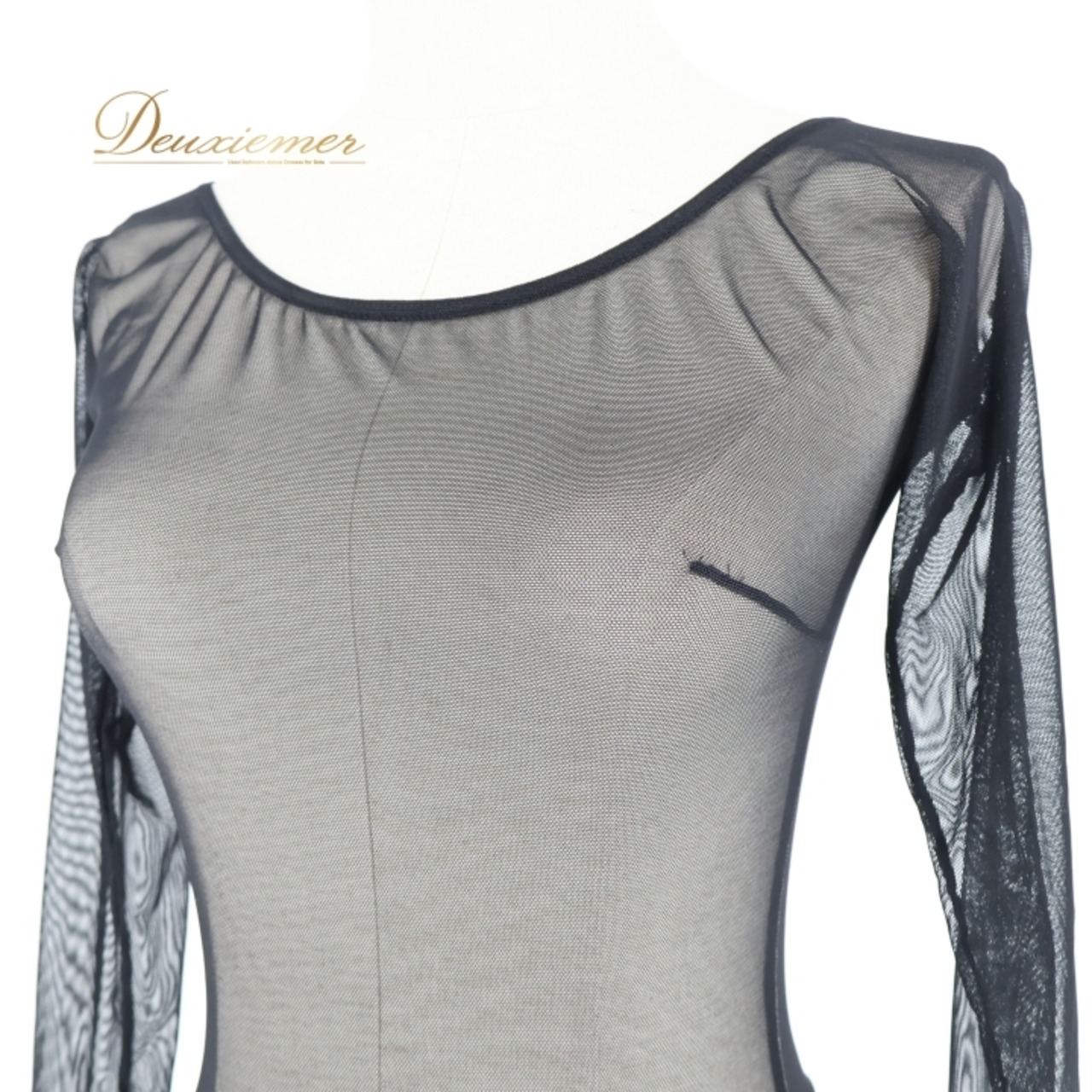 社交ダンス 衣装 トップス レオタード ブラック系 チャコット Chacott 日本製 黒 伸縮 ストレッチ 練習 レッスン 長袖 メッシュ生地 ボタン バレエ 無地 シンプル ダンス衣装 イベント ステージ 重ね着