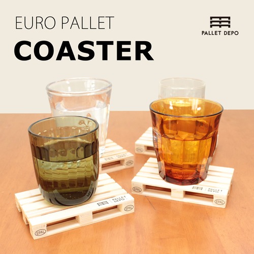 【コースター】4枚組、EPALユーロパレットモチーフ、ヨーロッパ直輸入品
