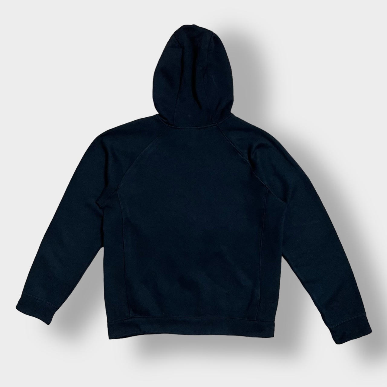 adidas プリント パフォーマンスロゴ パーカー M プルオーバー スウェット フーディー アディダス ラグランスリーブ 黒 us古着