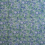 ブロックプリント生地【50cm単位】インド綿  花柄 グリーン×ブルー #45091-GR1