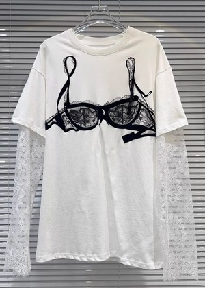 plicing lace sleeve top