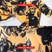 社交ダンス 衣装 Chacott チャコット ツーピース セットアップ 上下セット ラテン オレンジ系 ブラック系 オレンジ フリル 柄 模様 花柄 ダンス パーティ 発表会 レディース 軽い 華やか かわいい おしゃれ