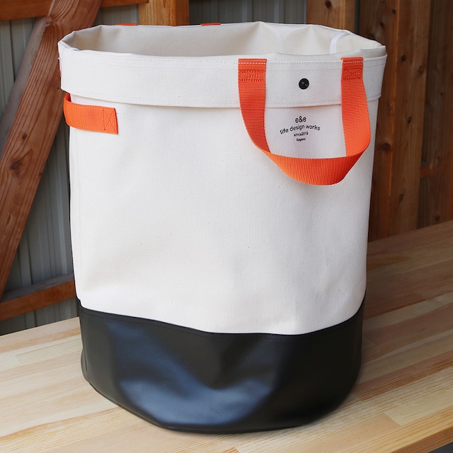 CANVAS STORAGE BAG (white×black / orenge tape)