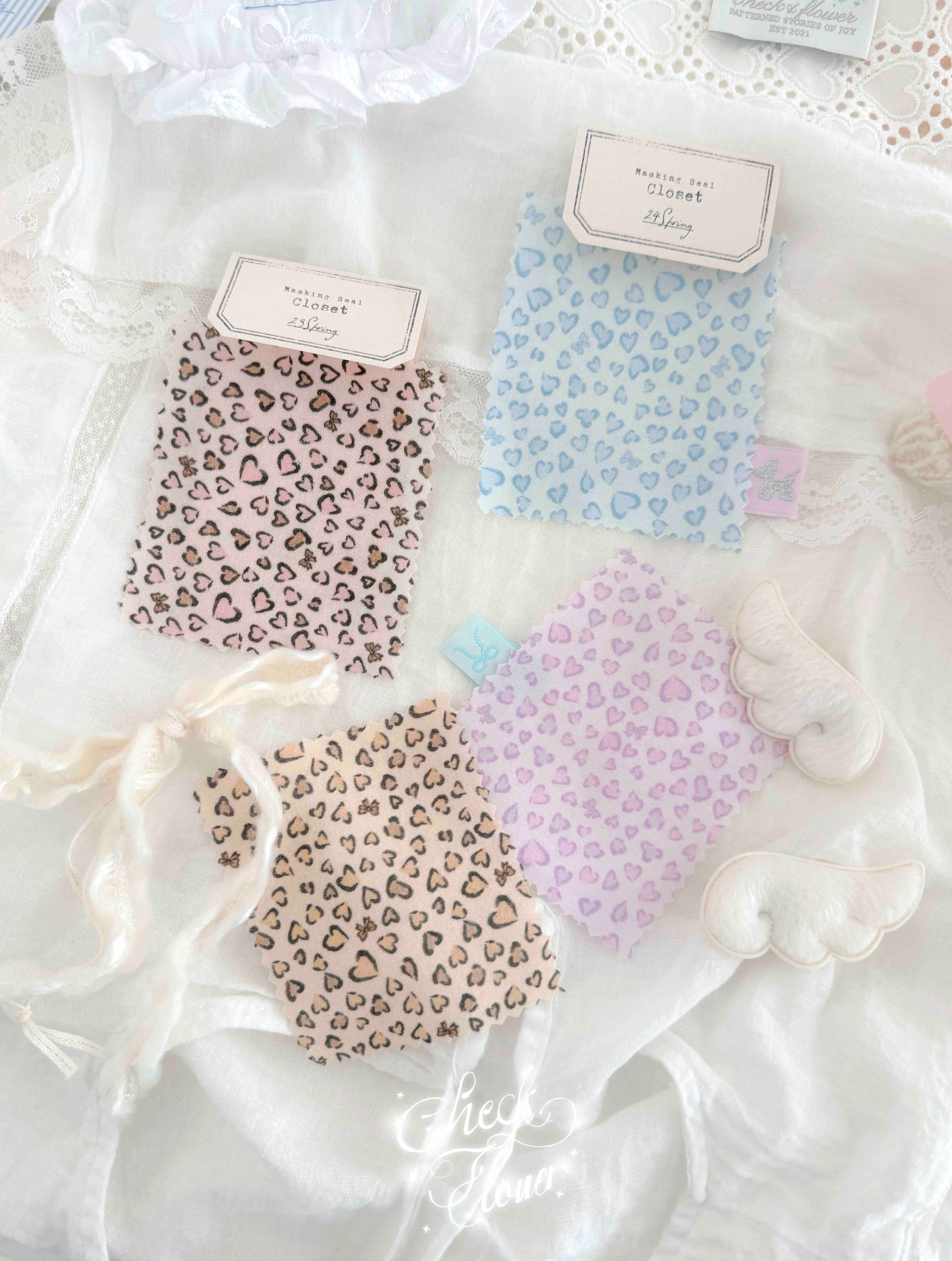 【即納】ミニハートレオパード　コットン生地