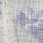 着物 京六角 浴衣 アイボリー 花柄 チェック 軽い 洗える着物 ポリエステル イエロー系 パープル系 花柄 ストライプ柄 フォーマル おしゃれ 日常着 春 夏 日本製 レディース 浴衣用 着物