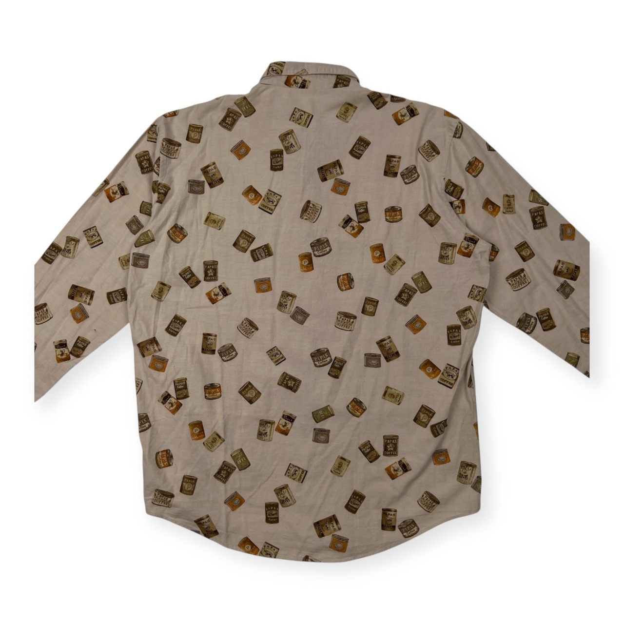PAPAS パパス 缶詰 総柄 BD 長袖シャツ サイズ 50 L /ベージュ系/日本製