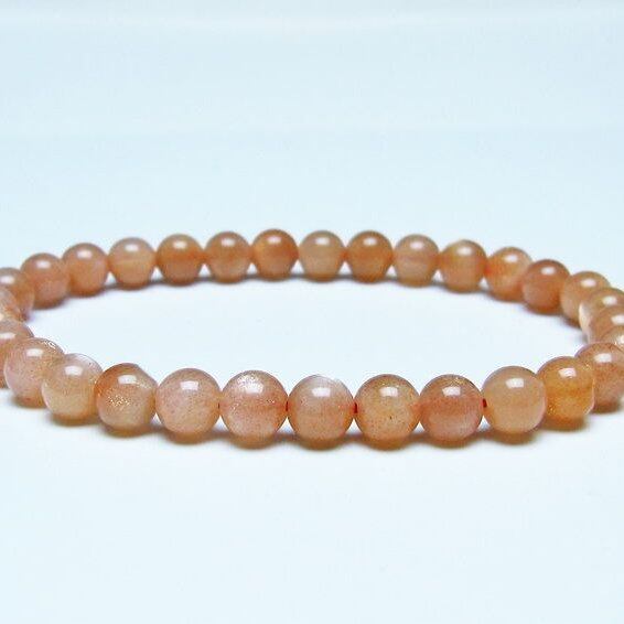 オレンジムーンストーン ブレスレット 6mm 一点物 メール便可 [M便 1/10] 111-48580