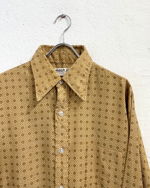 ~70s HATHAWAY Poly×Cotton L/S Gingham Check Shirt