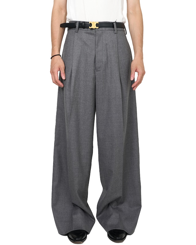 ssstein "WOOL FLANNEL EXTRA WIDE TROUSERS〔GREY〕"