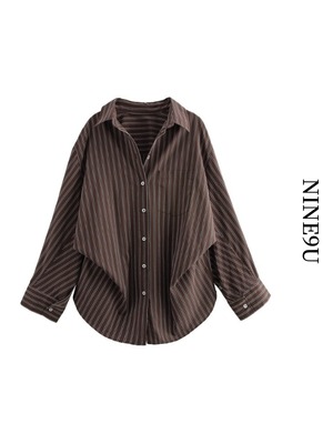 drape loose stripe shirt 2color【NINE9786】