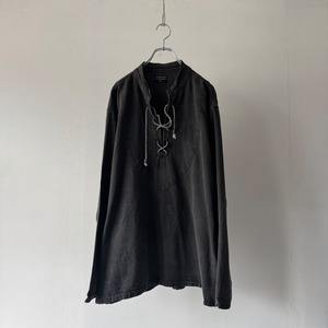 -LEONARDO CARBONE- lace up cotton shirt