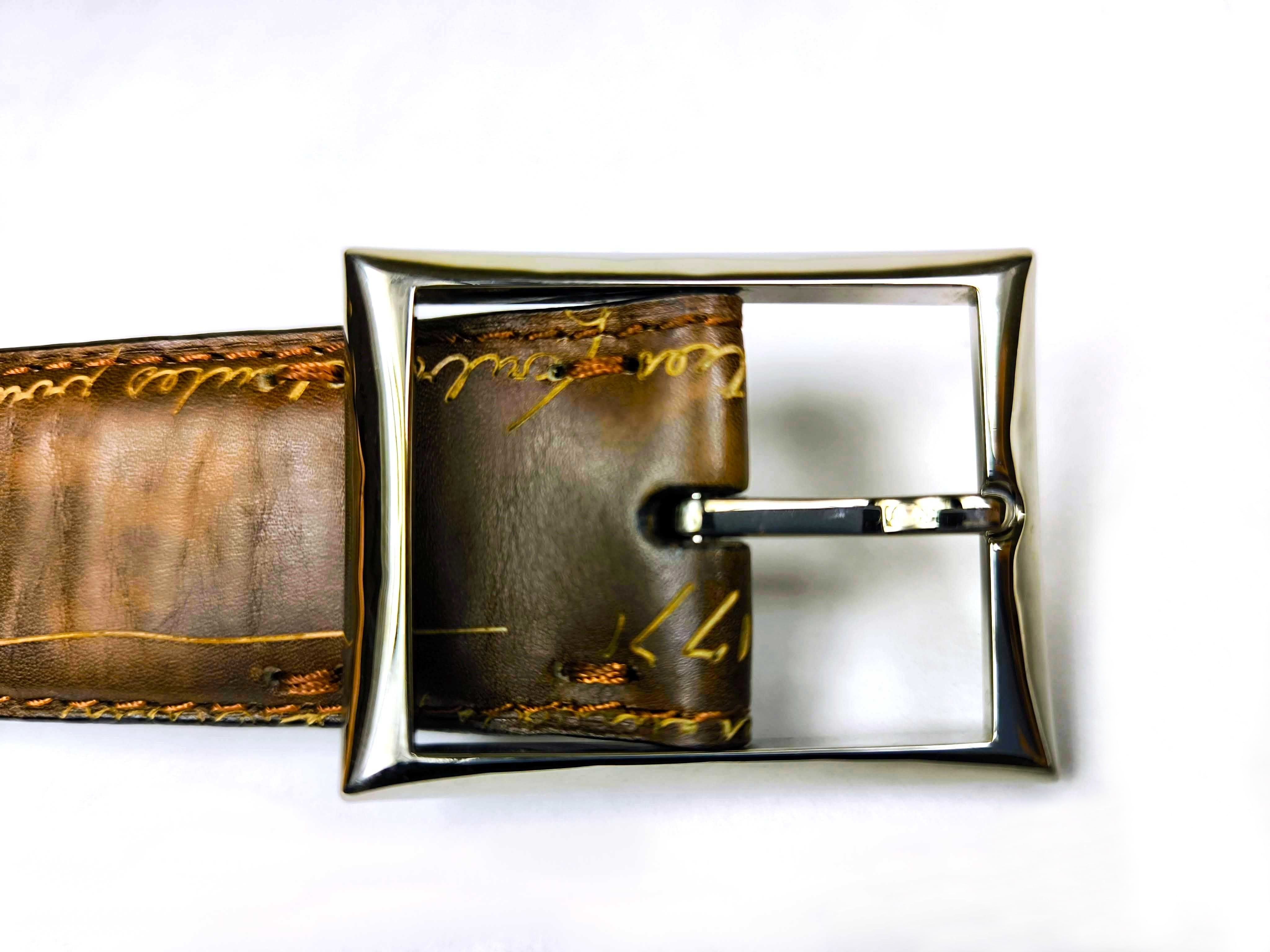 Berluti カリグラフィー ベルト レザー　スクリット　全長107cm ☆着用数回の極上品☆ ベルルッティ スクリット・カリグラフィーベルト