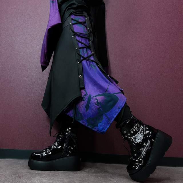 変則フラップスカート付きBRAID PANTS【DEEP PURPLE BUTTERFLY】