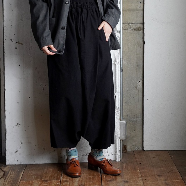 FACTORY cotton flannel sarouel pants -black-