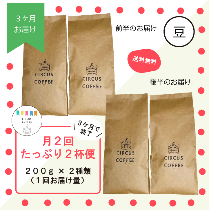 【豆のまま】月２回届く『たっぷり２杯便』（全６回）定期便お試し３ヶ月分