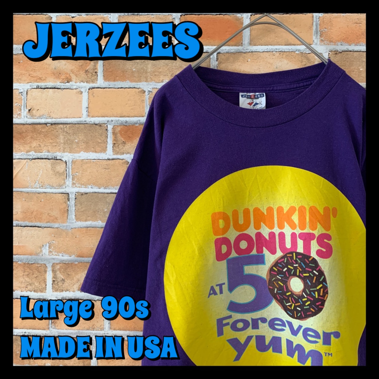 【JERZEES】 DUNKIN DONUTS Tシャツ USA製 ビッグプリント USA古着 アドバタイジング