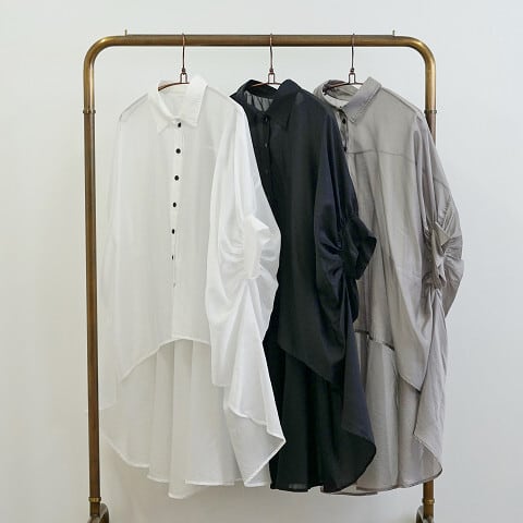 ホワイトブラックも再入荷！sevendays 洗えるシルクバックロングシャツ