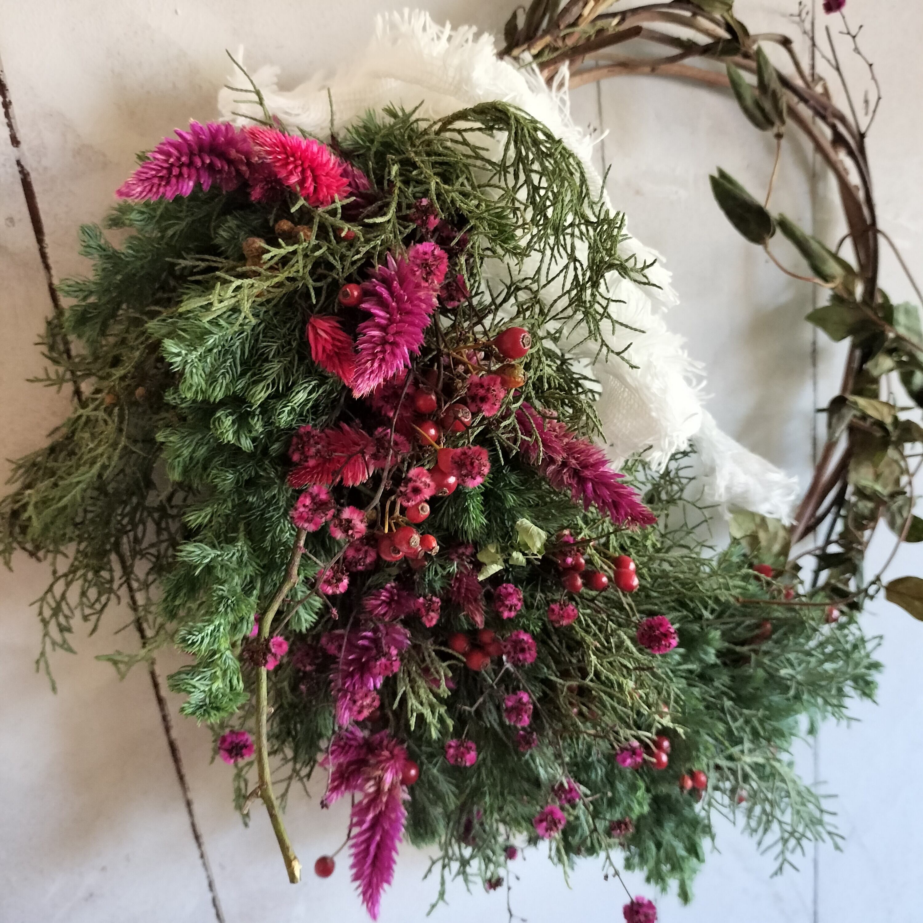 ドライフラワークリスマスリースL【Dried Flowers X'mas Wreath