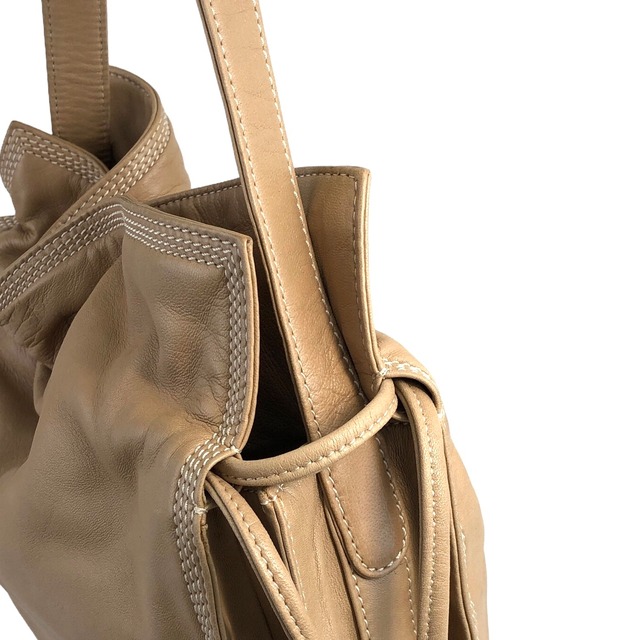 LOEWE ロエベ ショルダーバッグ ベージュ アナグラム レザー 巾着 vintage ヴィンテージ オールド ifsxih