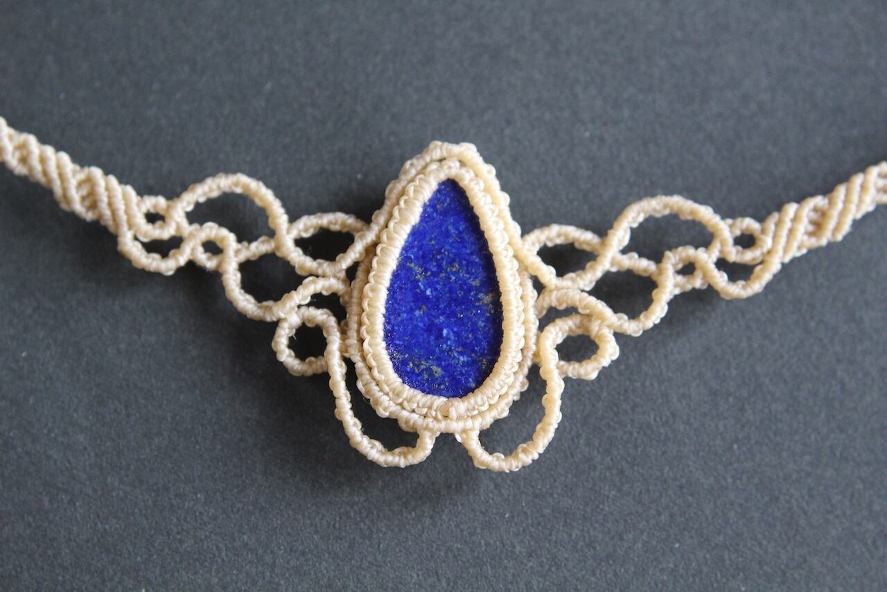 Lapis lazuli micro macrame bracelet