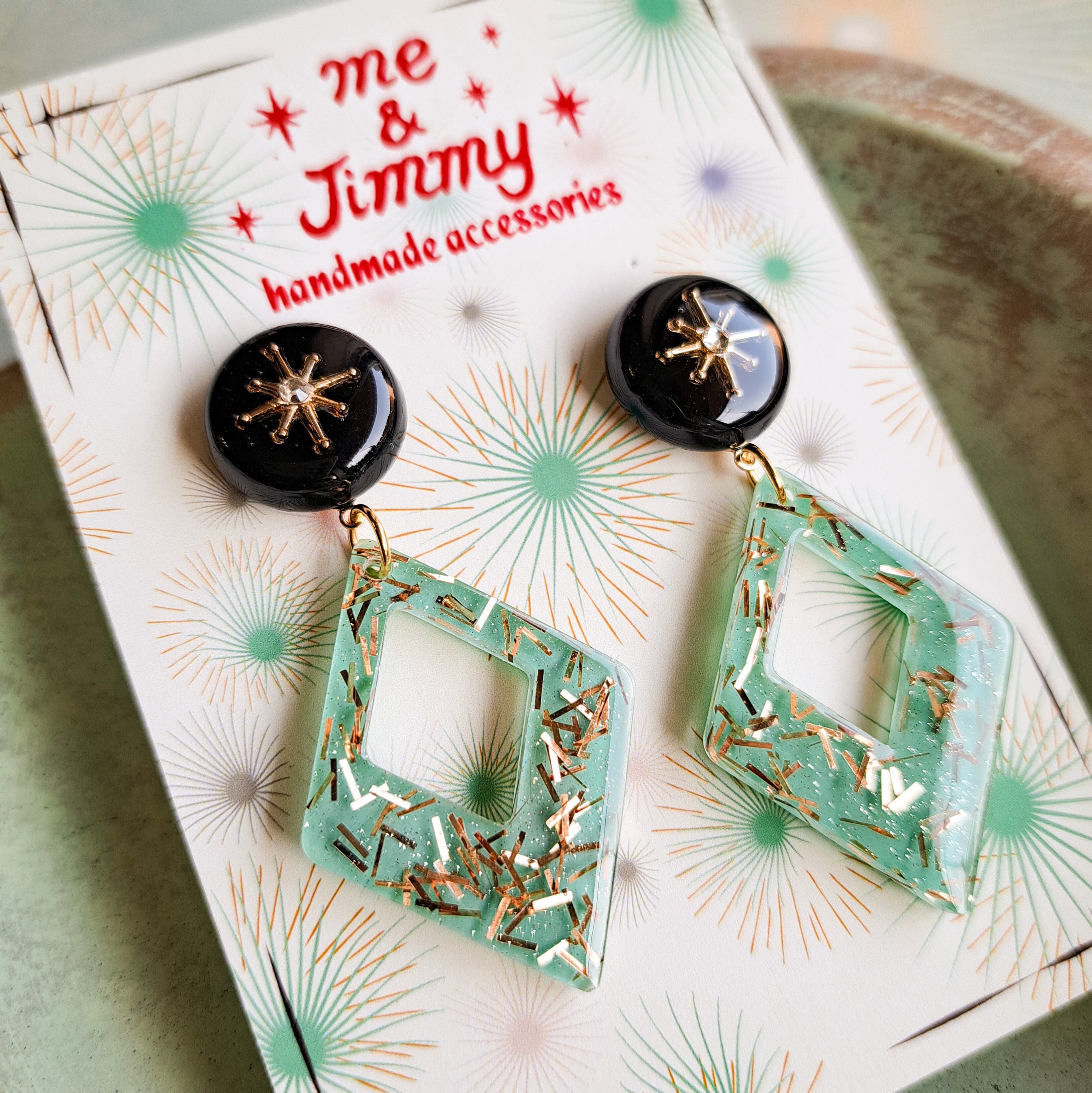 50's Starburst Dangling Diamond Earringssピンナップスタイルピアス