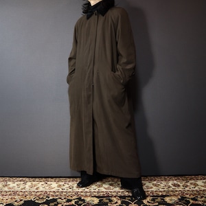 "velours" collar & button design long coat