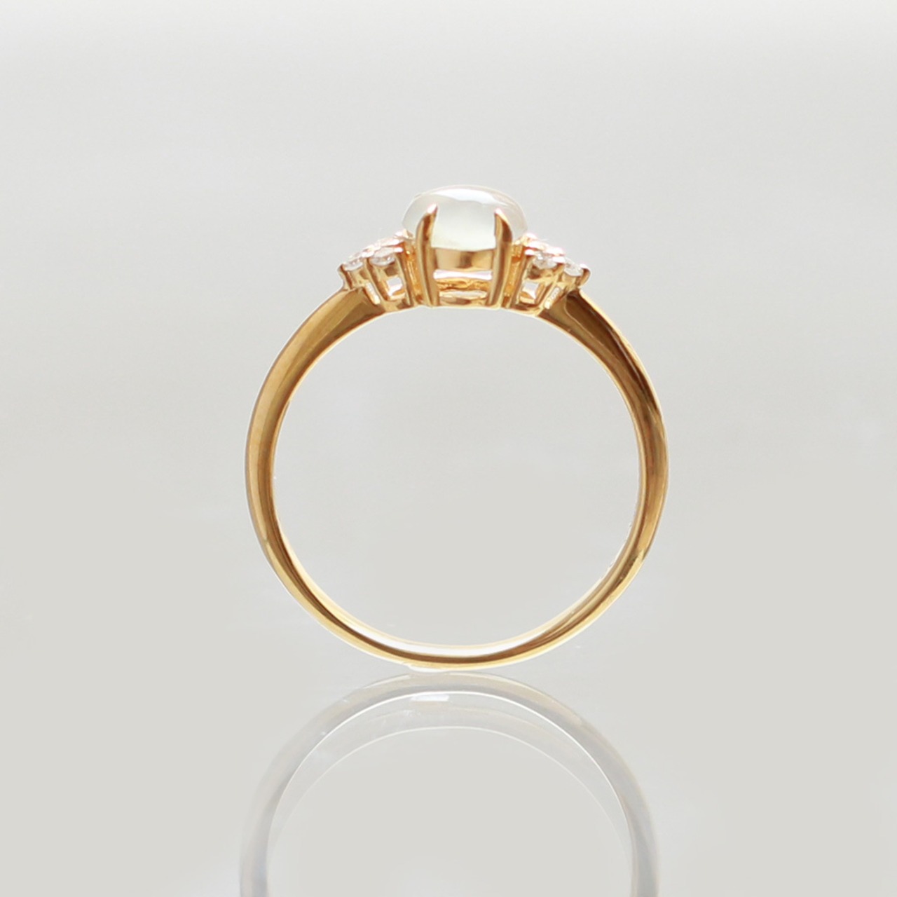 氷翡翠リング ダイヤ入り K10YG ice jade diamond A貨翡翠 jd_rg1859