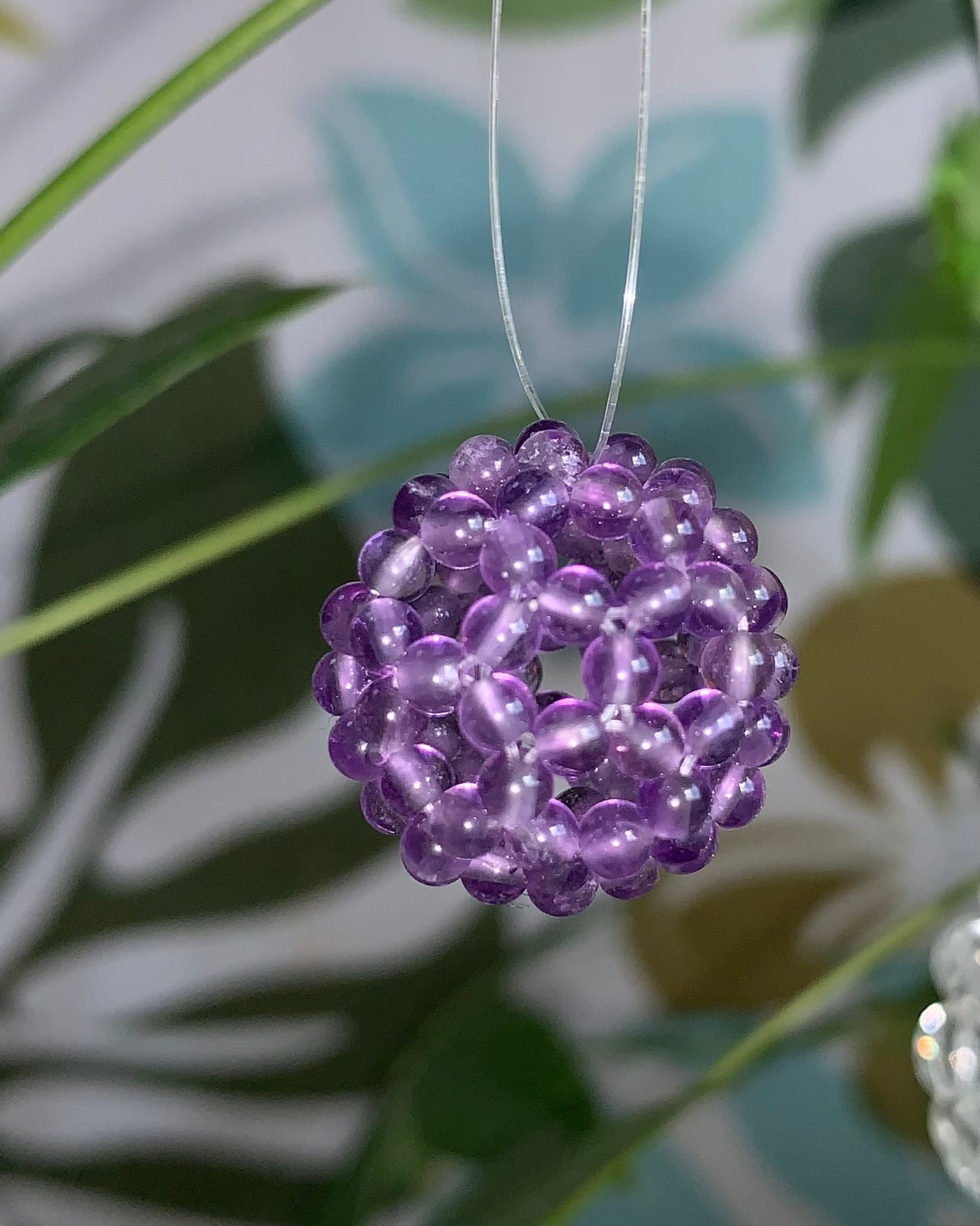 水晶 8mm玉☆神聖幾何学模様☆宇宙エネルギー入り きらきら