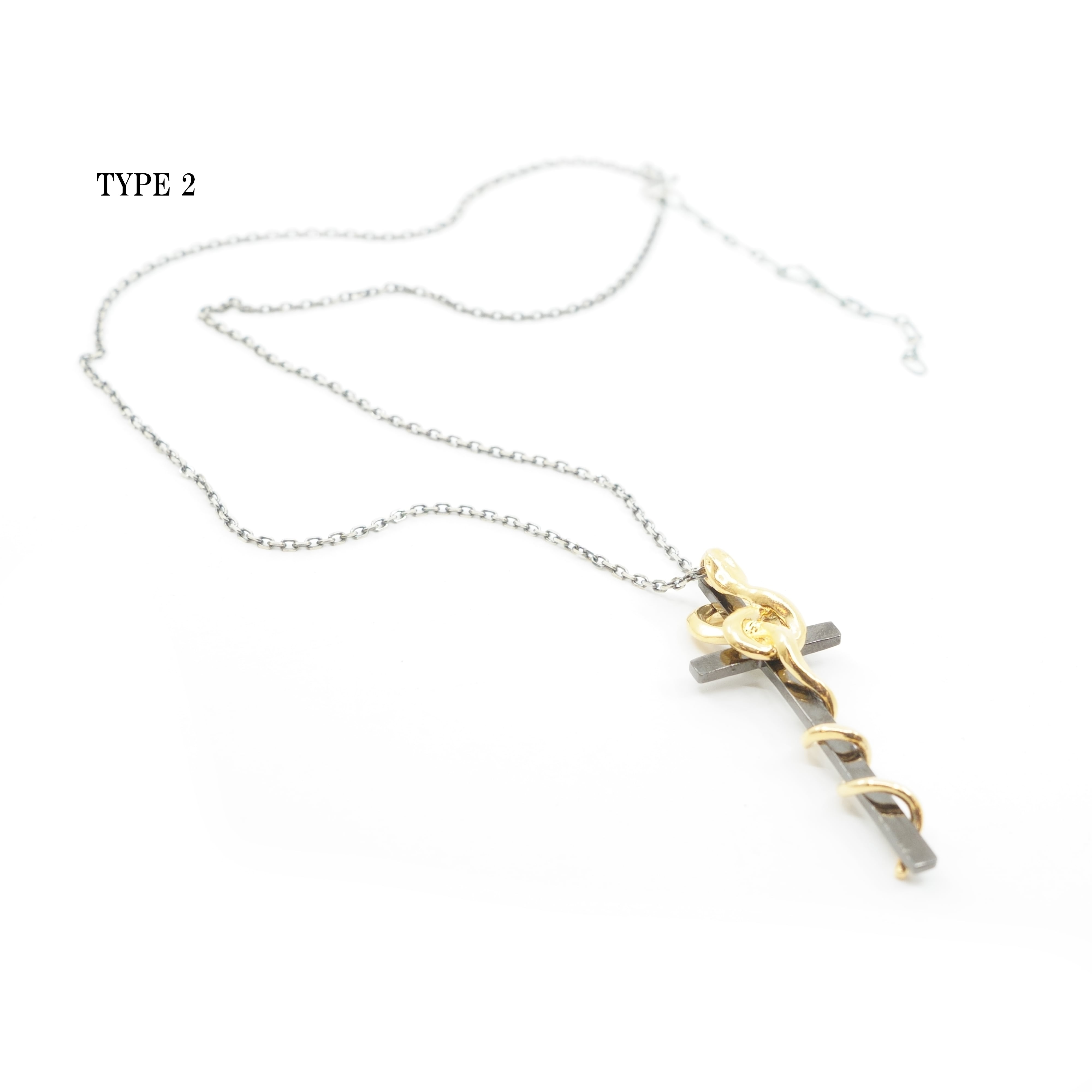 gunda<ガンダ>STEALTH CROSS NECKLACE/Black&Gold [ステルスクロス
