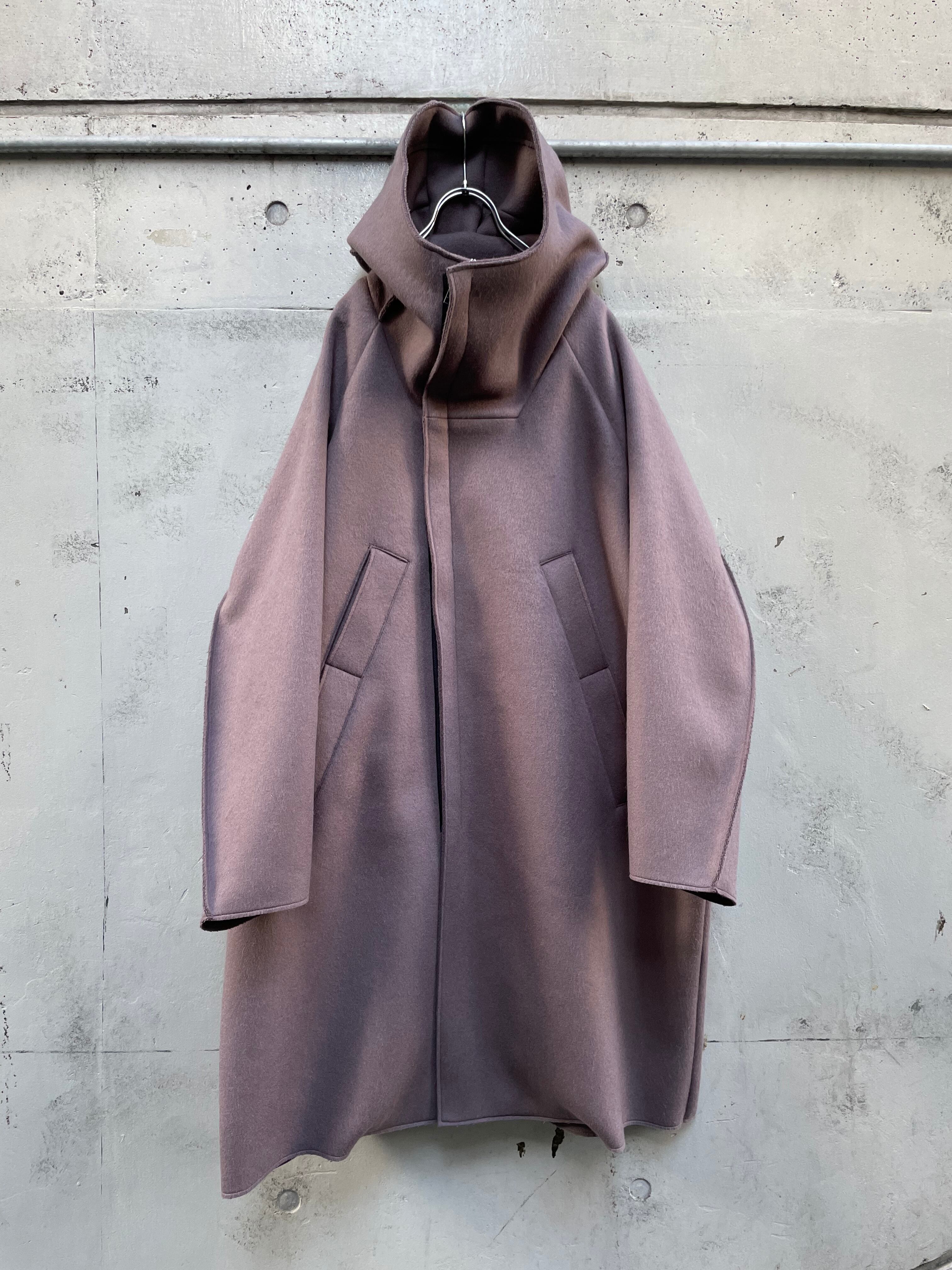 『my beautiful landlet』PECOLAMB DOUBLE BEAVER WOOL HOODED COAT / purple