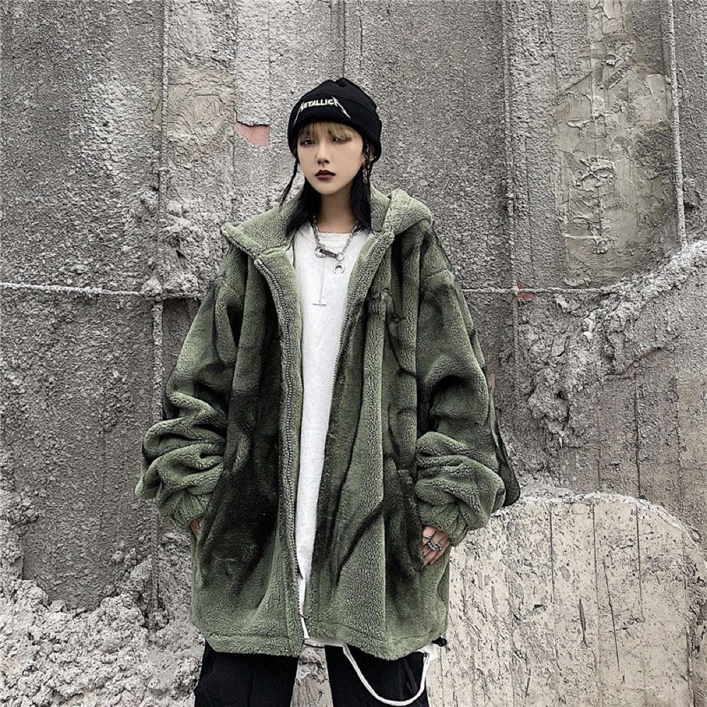 ボア フリース パーカー ブルゾン タイダイ柄 韓国 ストリート HIPHOP 原宿系 Y2K K-POP ダンス 衣装 レディース 5AU-238
