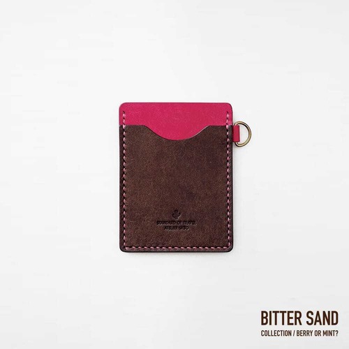 【BITTER SAND】入れたまま使える ICカードケース【ビターブラウン×ビビッドピンク】（受注生産）