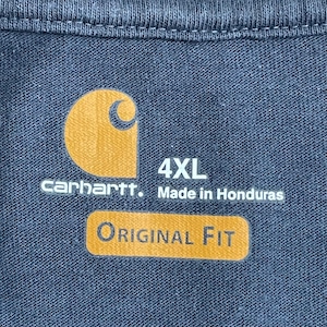 【Carhartt】4XL ビッグシルエット Tシャツ T-SHIRT ポケットTシャツ ポケT 半袖 ワンポイント カーハート グレー系 ゆるだぼ US古着