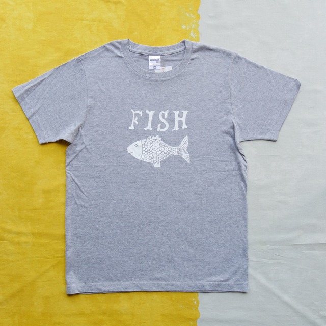 TshirtsComplex｜かとうまさひろ「FISH」（杢グレー×ホワイト）