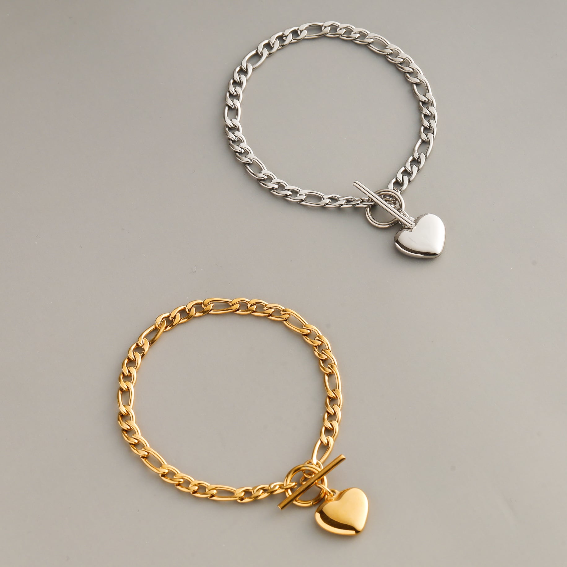 316L heart mantel chain bracelet #b13 | finó（フィノ）