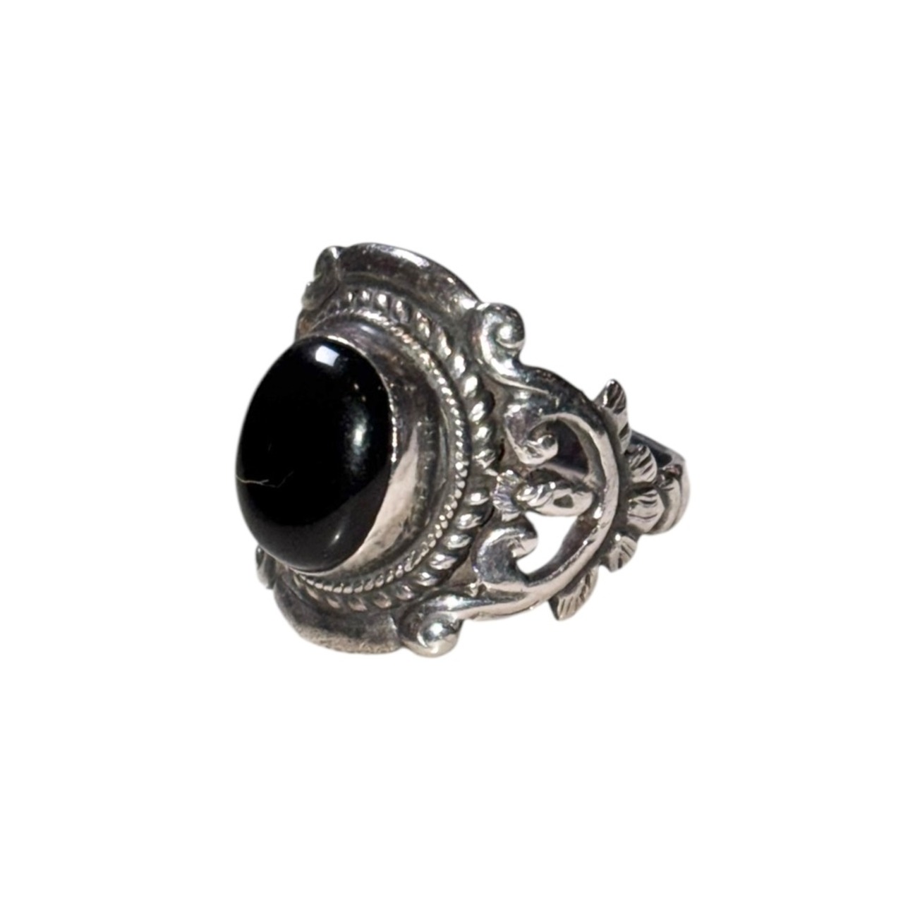 vintage silver onyx ring