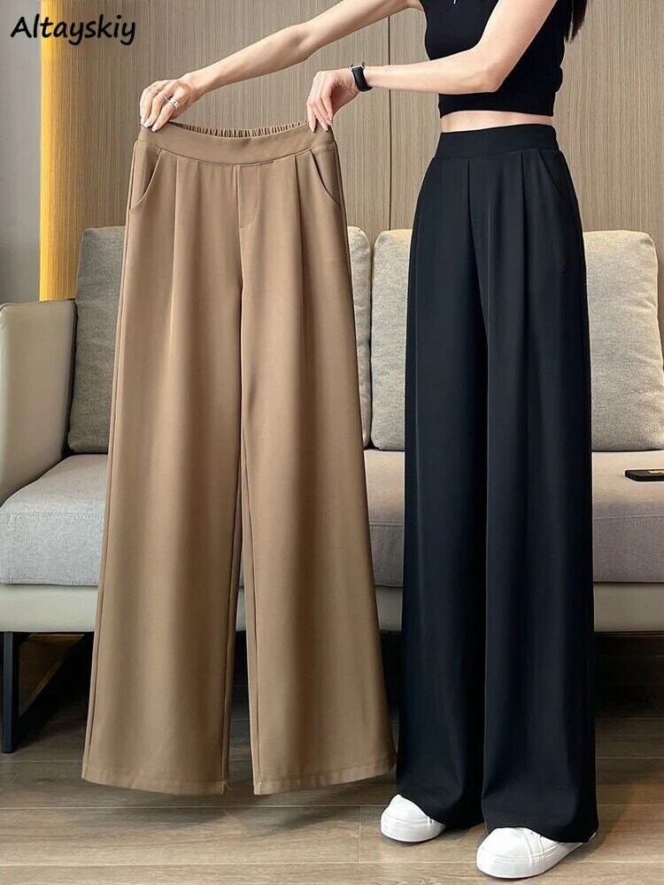【新作】【送料無料】 M-4XL パンツ女性ルーズシンプルな夏ハイウエストデザイントレンディな韓国スタイルオールマッチオフィスレディースカジュアルフロアレングスエレガント 0336754845358