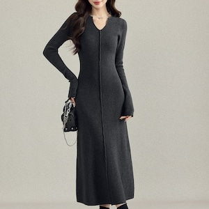 slim long knit one-piece m1258