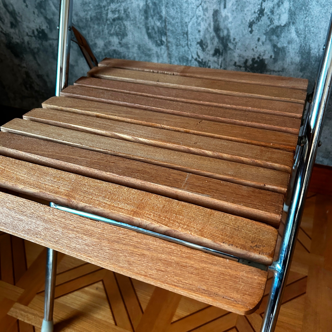 70's American Slat Folding Chair #2 Used 中古 リペア済