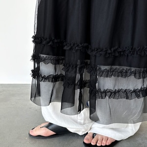 sheer frill long skirt　J00530