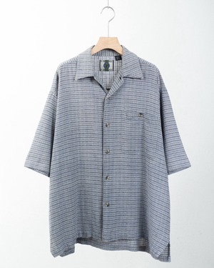 check patterned open collar cotton short sleeve shirt