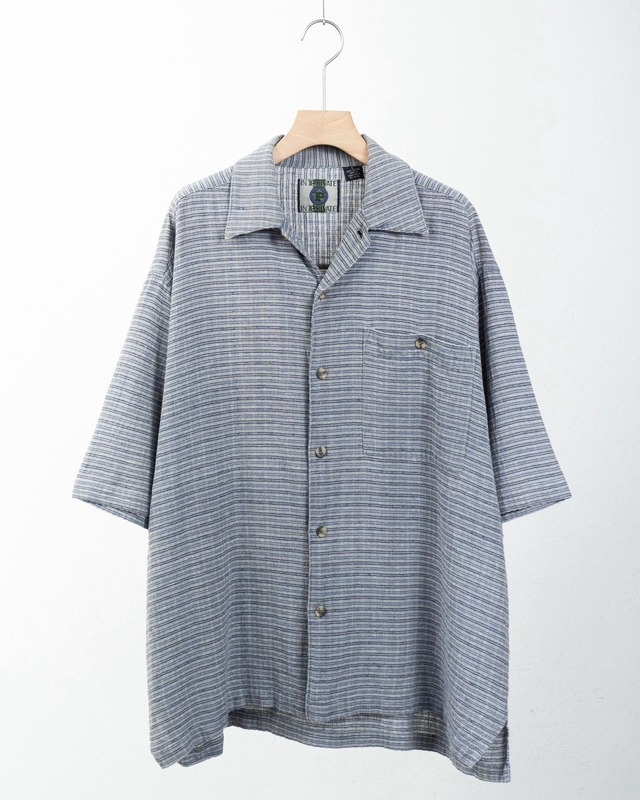 check patterned open collar cotton short sleeve shirt