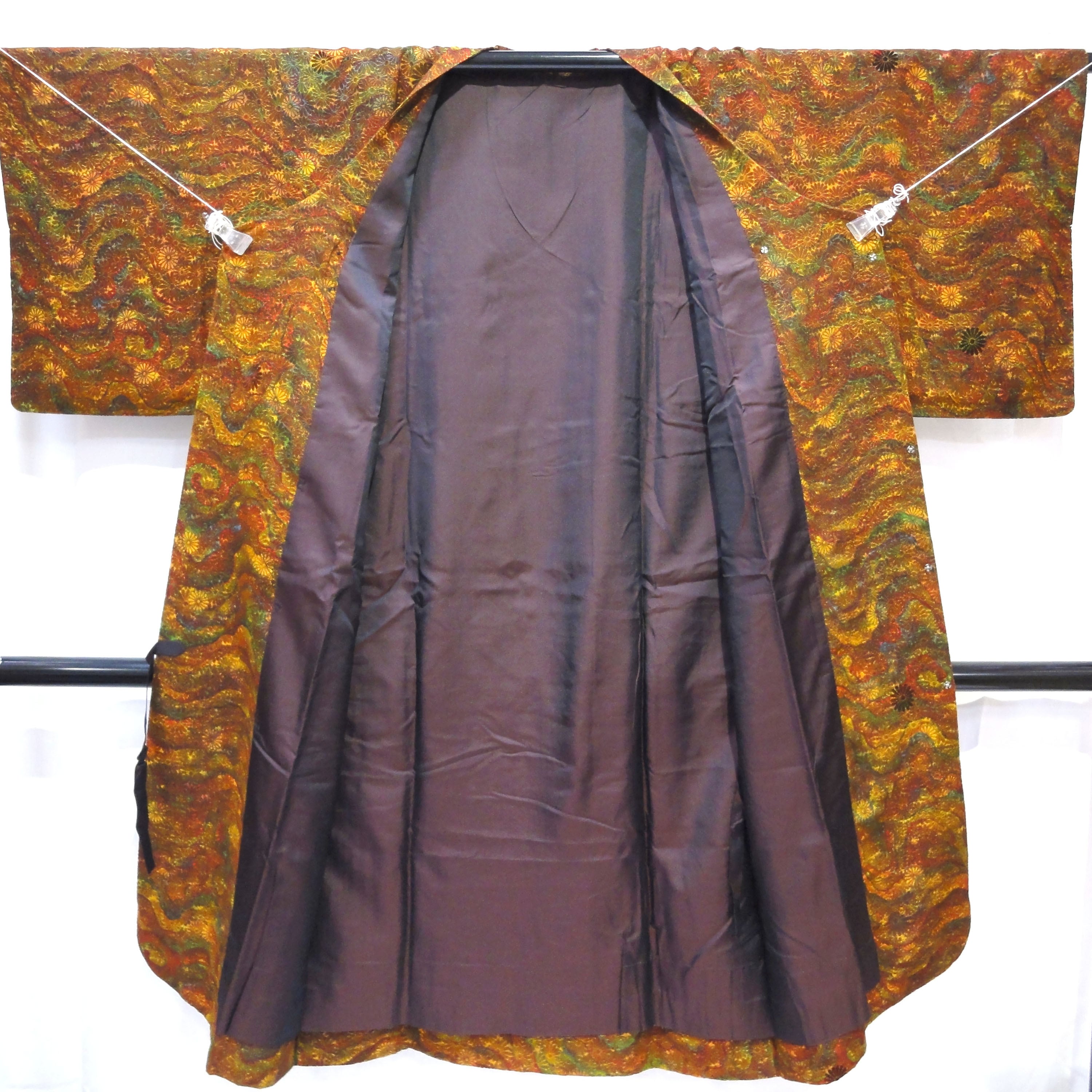 正絹・輪奈ビロード・着物・和装コート・花・No.200701-0475・梱包