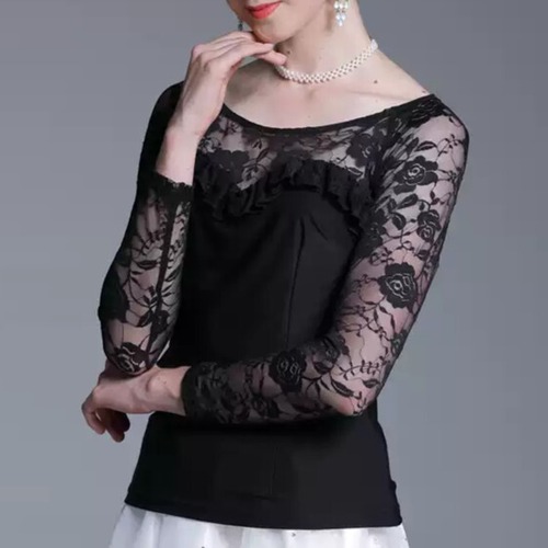 レース カットアウトネック フリル トップス  ds1480